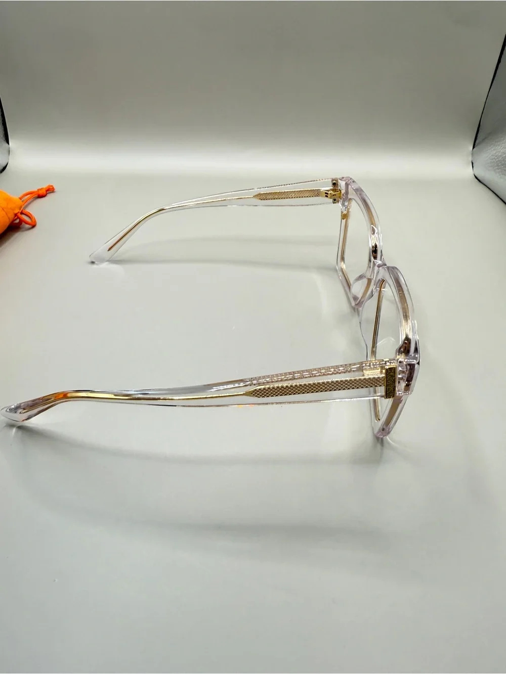 Vooglam Clear Square Frame Glasses with Gold Accents, no prescription